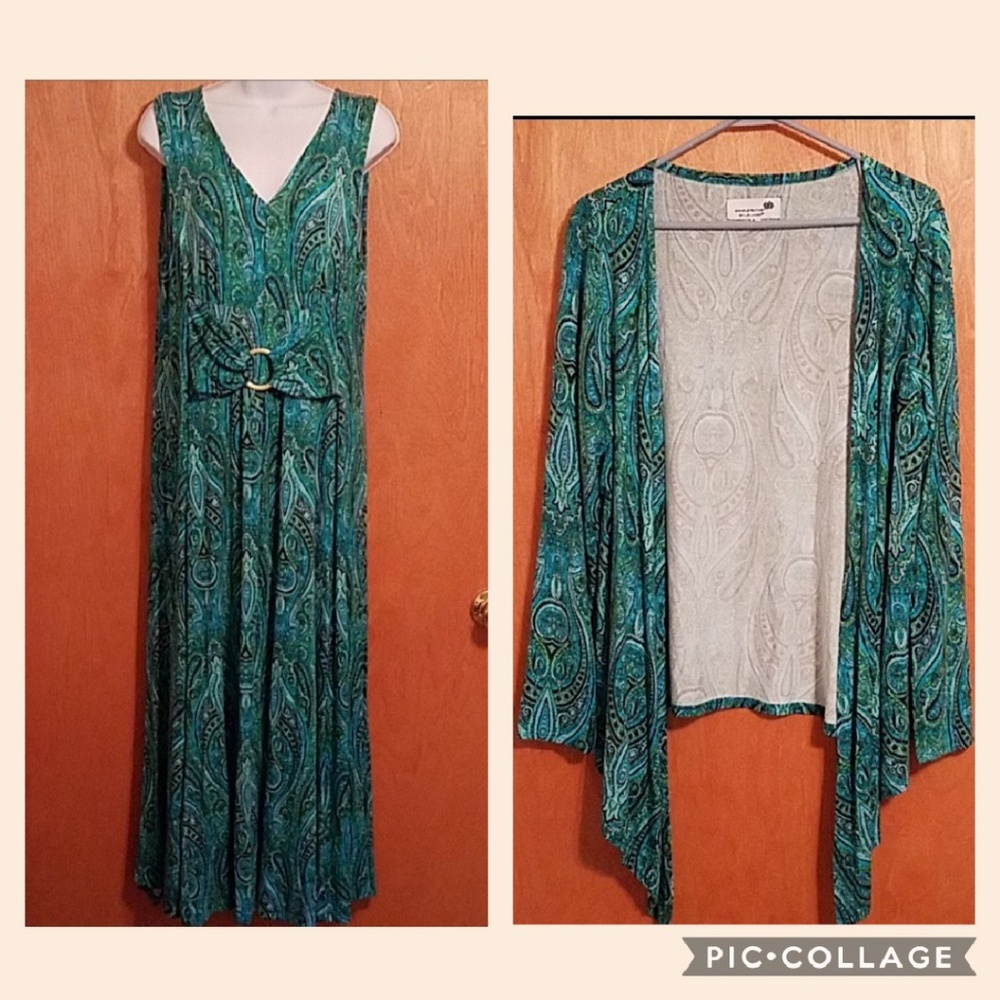 Liz Lange  Maxi Dress and Cardigan set sz L